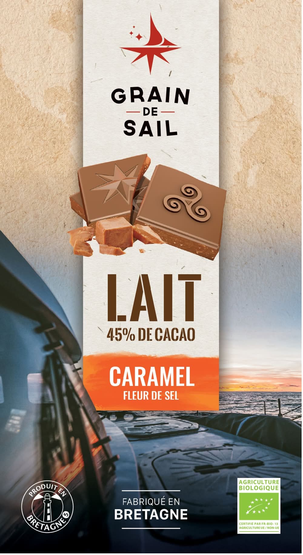 Grain de Sail - Tablette de chocolat bio au lait, caramel-fleur de sel (100g)