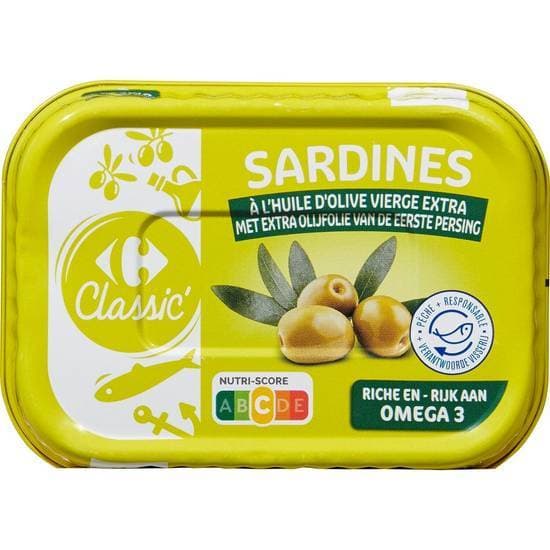 Carrefour Classic' - Sardines à huile d'olive vierge extra (135g)