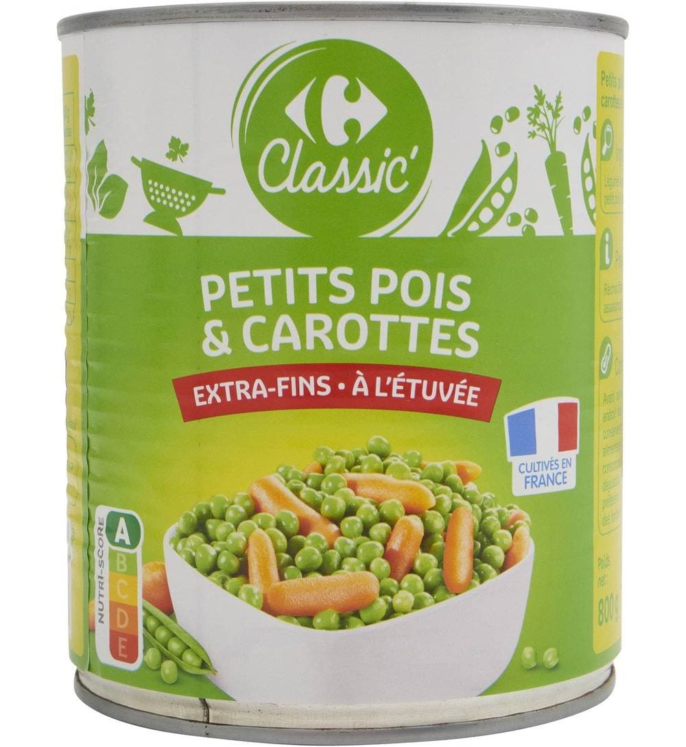Carrefour Classic' - Petits pois & carottes extra-fins (800g)