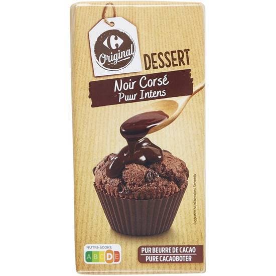 Carrefour Original - Tablette de chocolat noir corsé pour le dessert (200g)