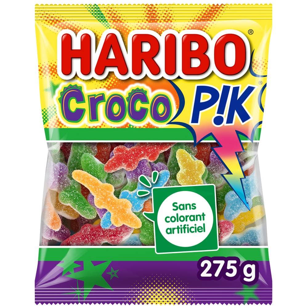Haribo - Bonbons gélifiés acidulés en forme de crocodiles (275g)