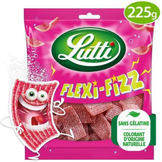 Lutti - Bonbons flexi fizz, fraise (225g)