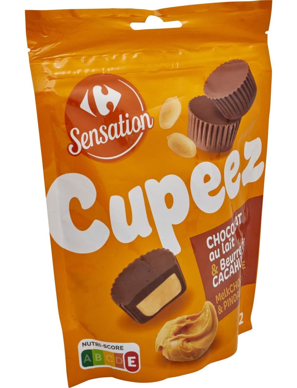 Carrefour Sensation - Cupeez bouchées, chocolats au lait & beurre de cacahuètes (215g)